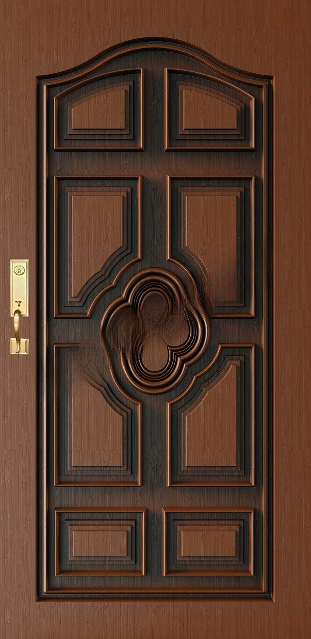Doors - SKY-57 Classic Arched Panel Carved Wood Door 3D Model